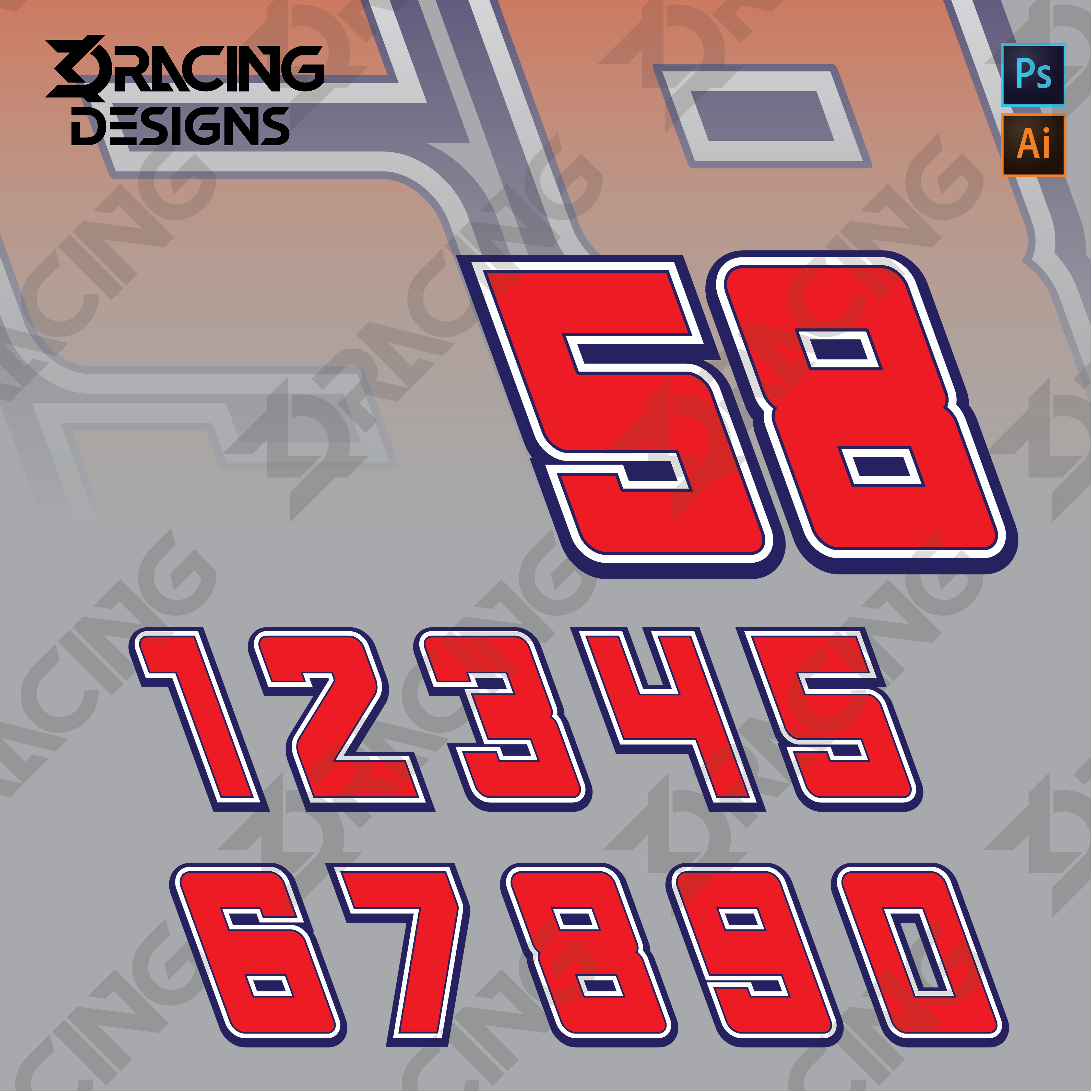 10 Ricky Rudd Number Font Number Fonts – Knapp Daddy Racing